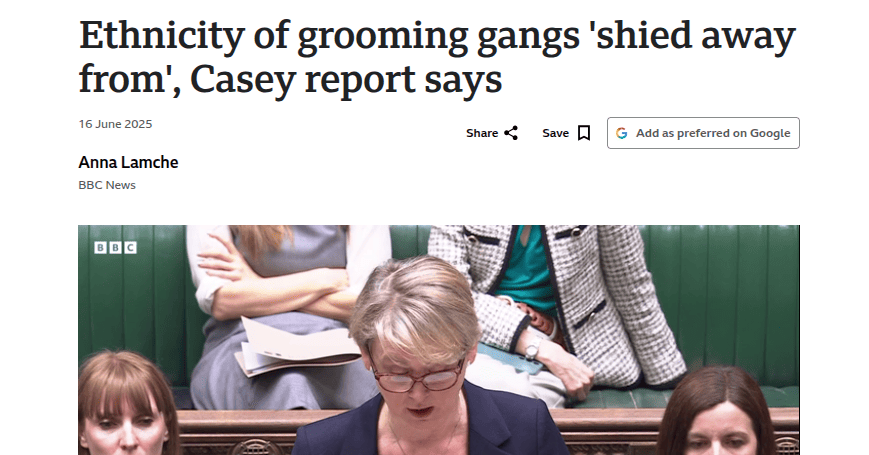 BBC coverage of Baroness Casey's grooming gangs audit